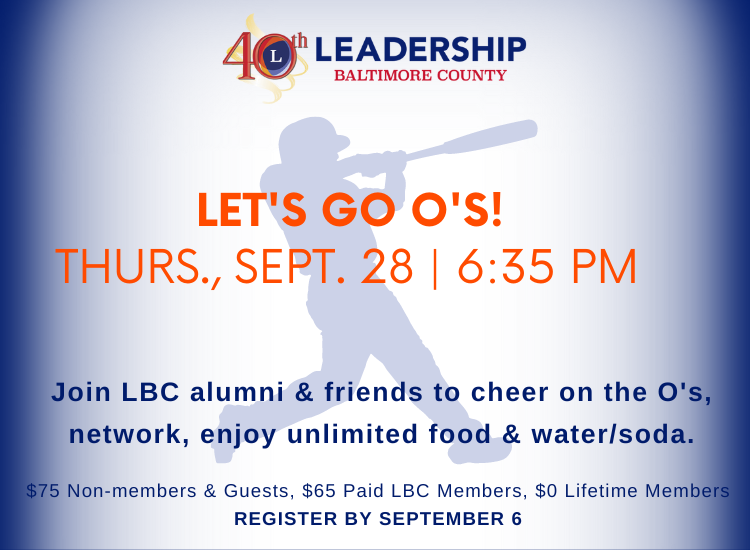 Let's Go O's September 28 at 6:35pm. Join LBC alumni, friends and family in cheering on the home team! Enjoy great company, an exciting game against the Red Sox, and unlimited sodas, waters, hot dogs, BBQ, nachos, popcorn, and more. A portion of each ticket supports LBC.
